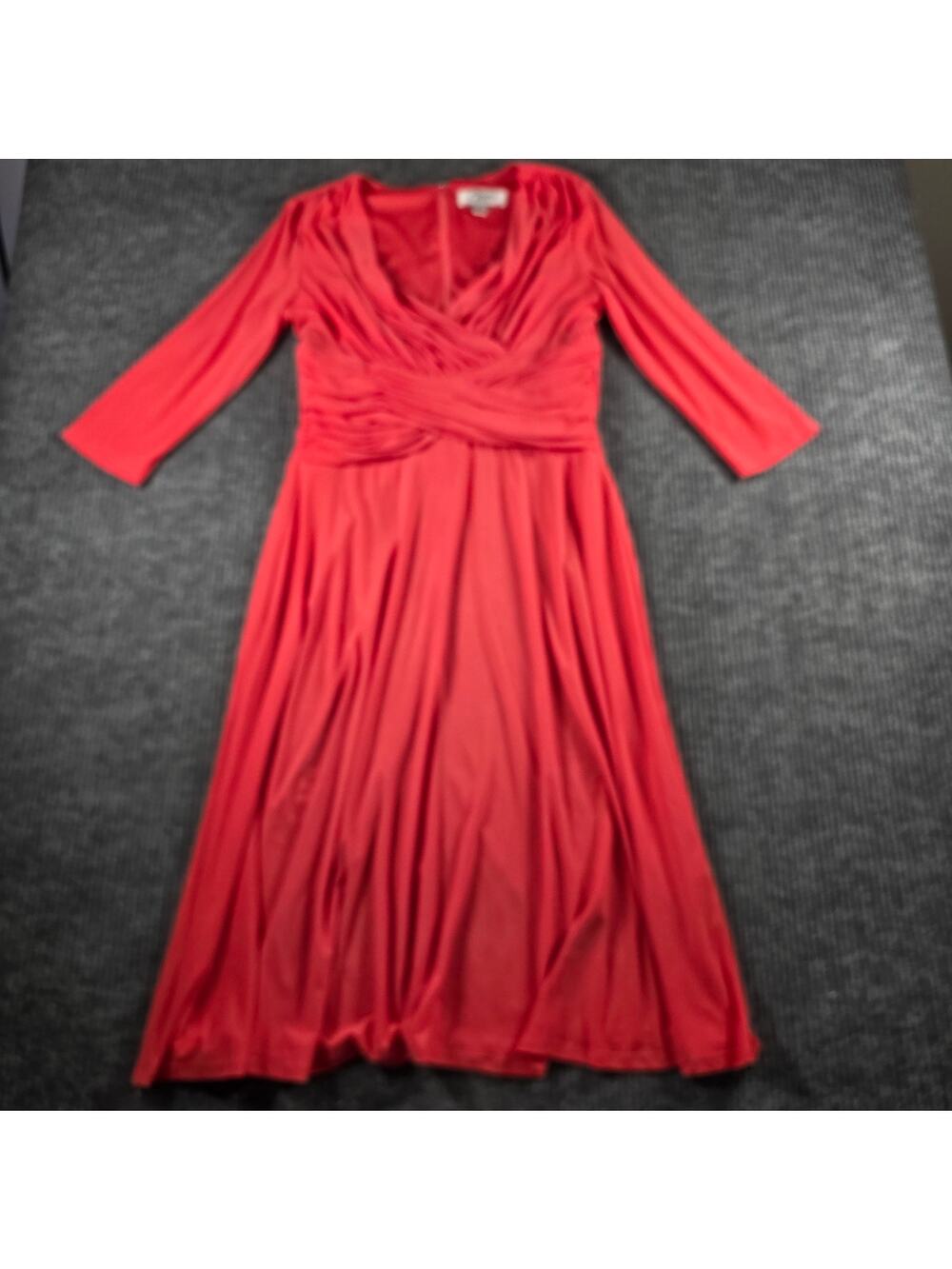 Clues Collections Dress Womens 12‎ Coral Faux Wrap Ruched Midi Maxi Dress
